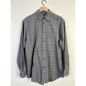 Orvis Plaid Normcore Button Down Shirt Cotton Wool Blend Long Sleeve Gray Mens M